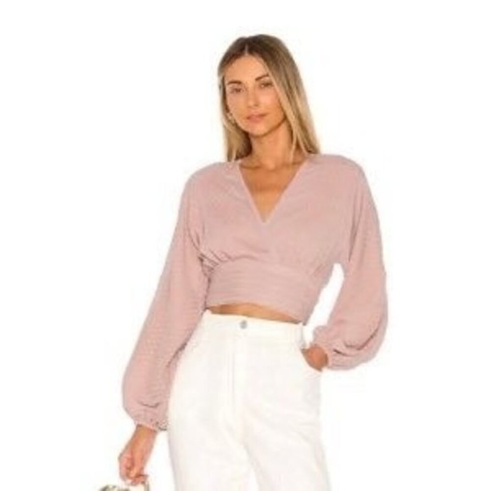 NBD Dalia Deep V-neck Crop Top - Mauve Pink